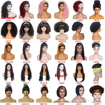 Cheap Afro Kinky Culry Short Headband Wigs Wholesale Synthetic Deep Curly Wigs Drawstring Hair Headband Wig